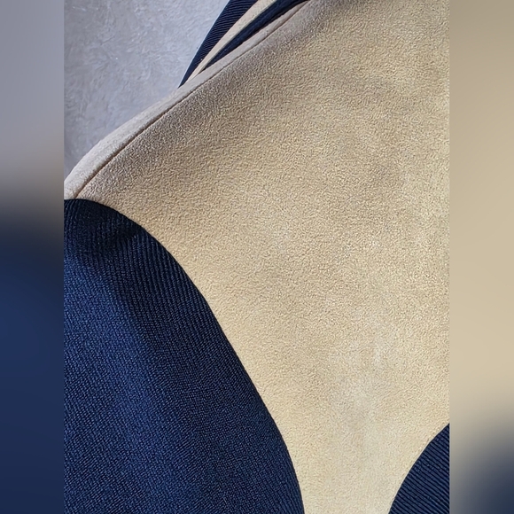 SOLD Vintage On The Rail Western Blazer M Navy Tan Faux Suede Trim Rodeo Jacket - Picture 7 of 8